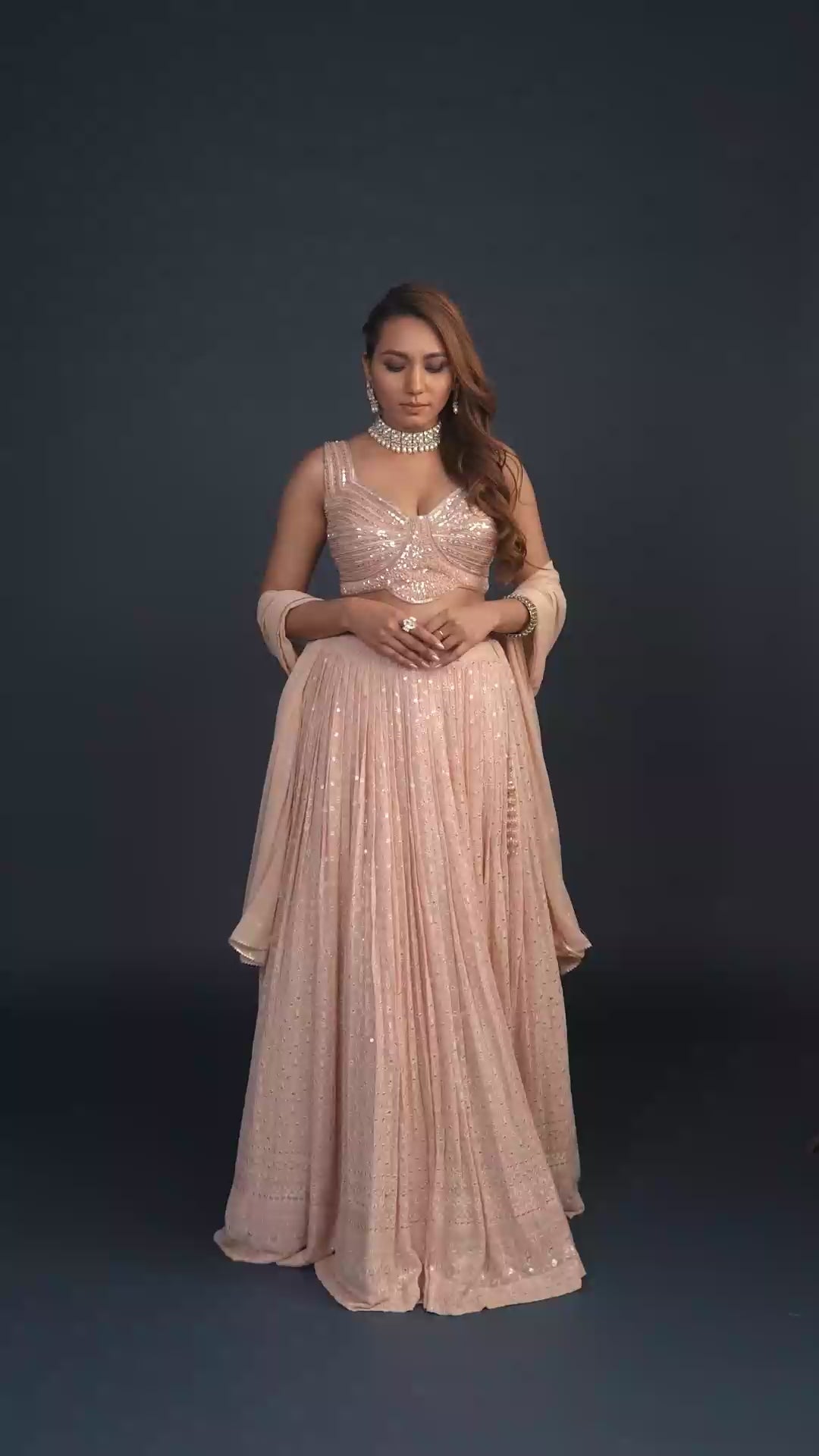 Eden Light Pink Dupion Silk Blouse With Chiffon Dupatta Lehenga Set