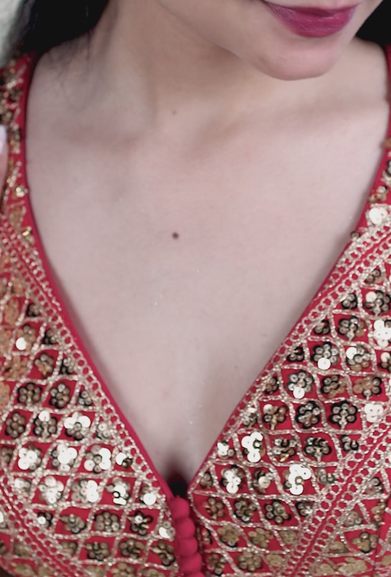 Refined Red Velvet Blouse