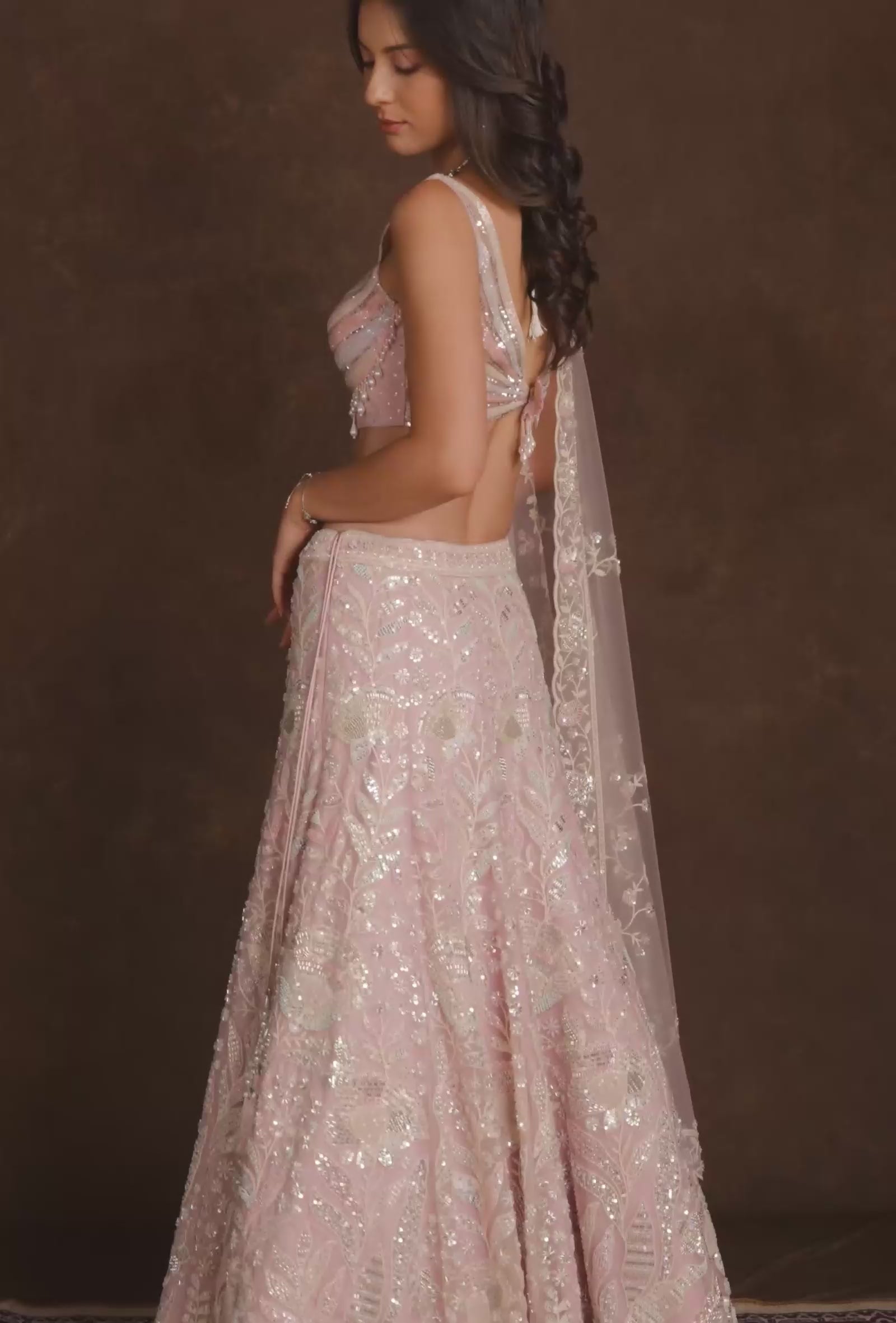 Elara Lavender Embroidered Lehenga Set with Pearl Tassels