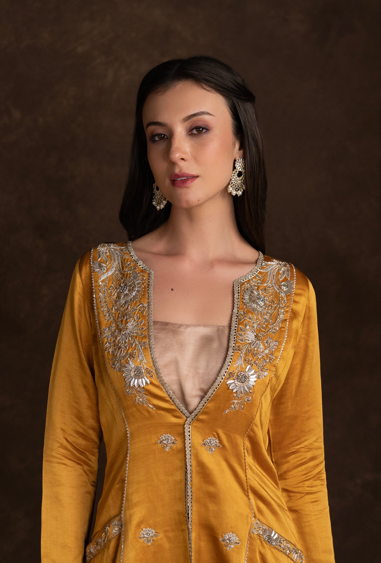 tjpc0053_5 Mustard Yellow Ethnic Suit Set