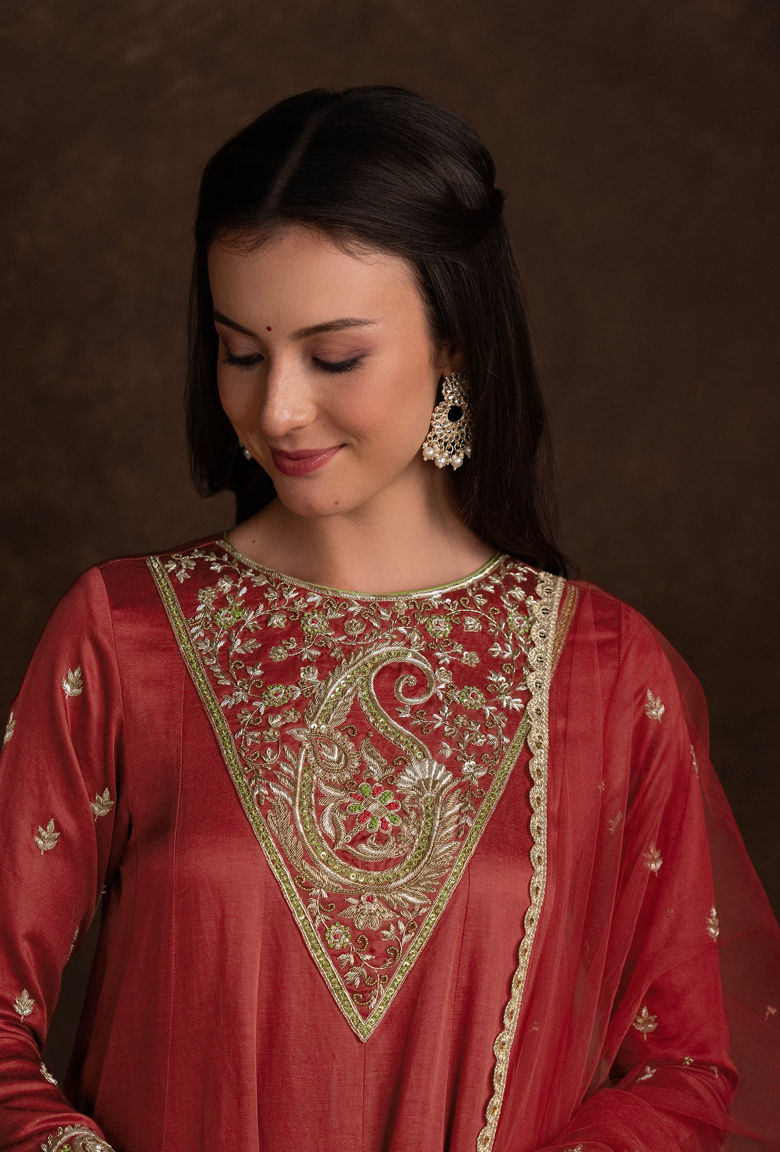 tjpc0055_5 Red Ethnic Suit Set