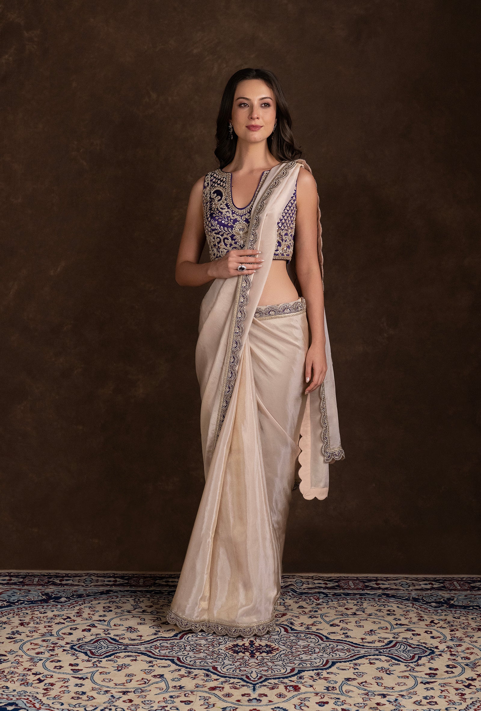 tjs07_1 Beige Designer Blouse