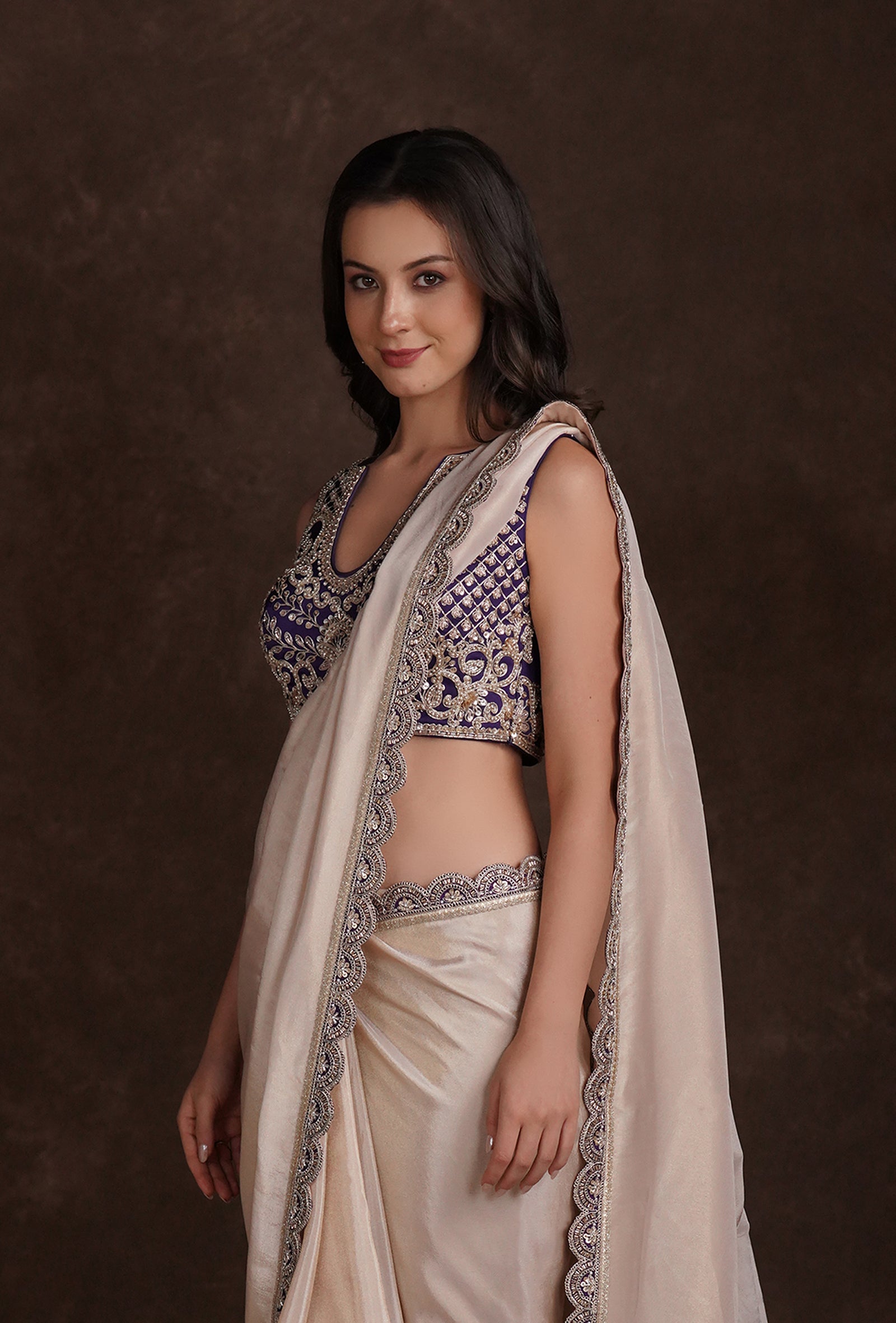 tjs07_2 Beige Designer Blouse