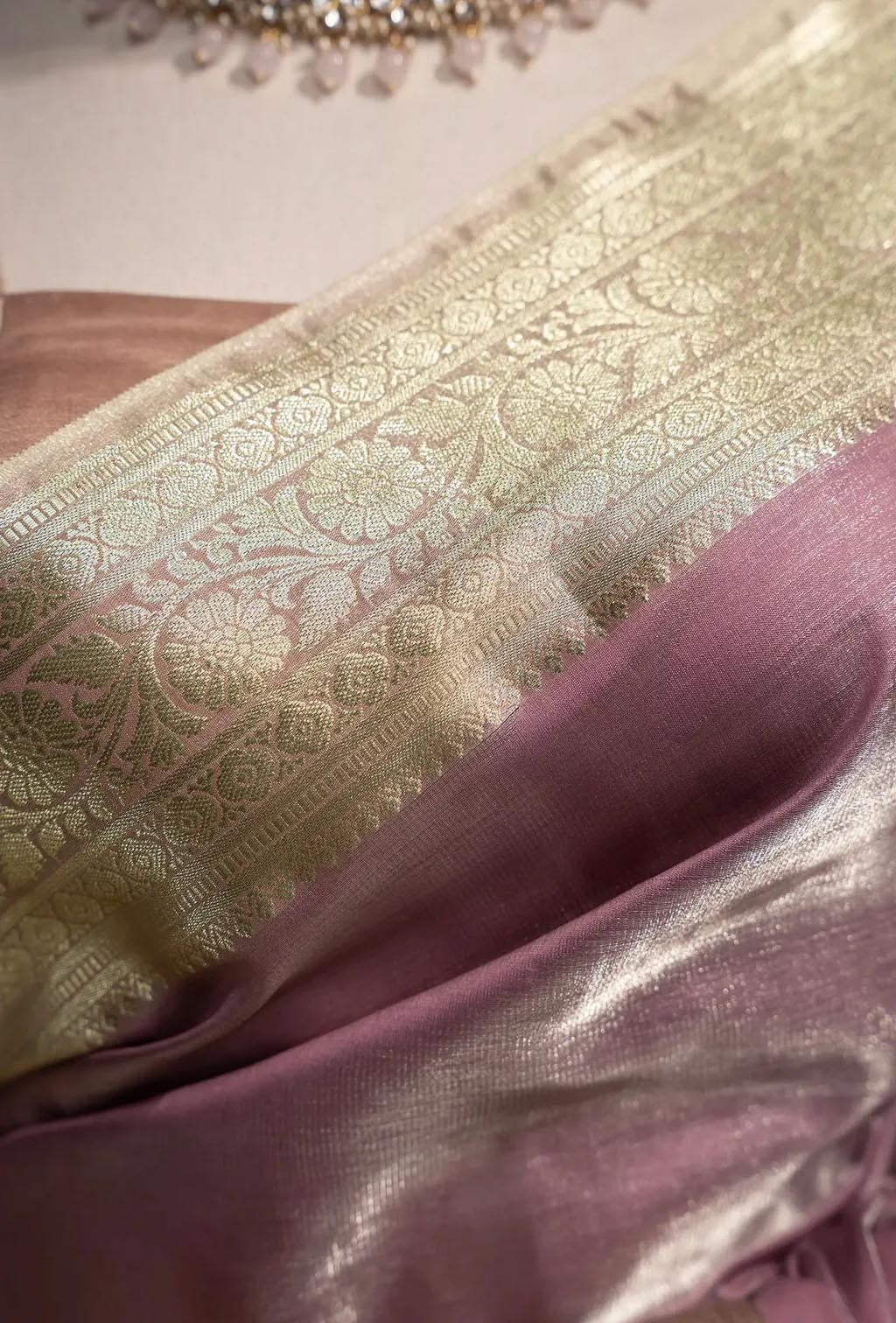 Silk Saree In Dusky Mauve For An Elegant Look
