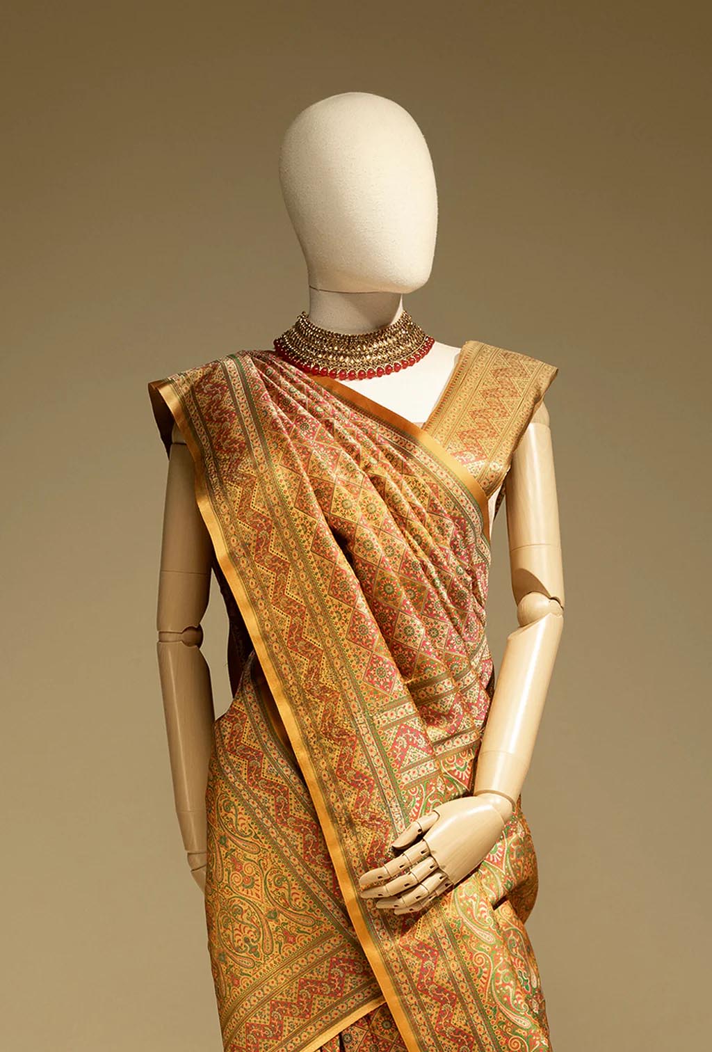 Mustard Yellow Floral work Patola Saree