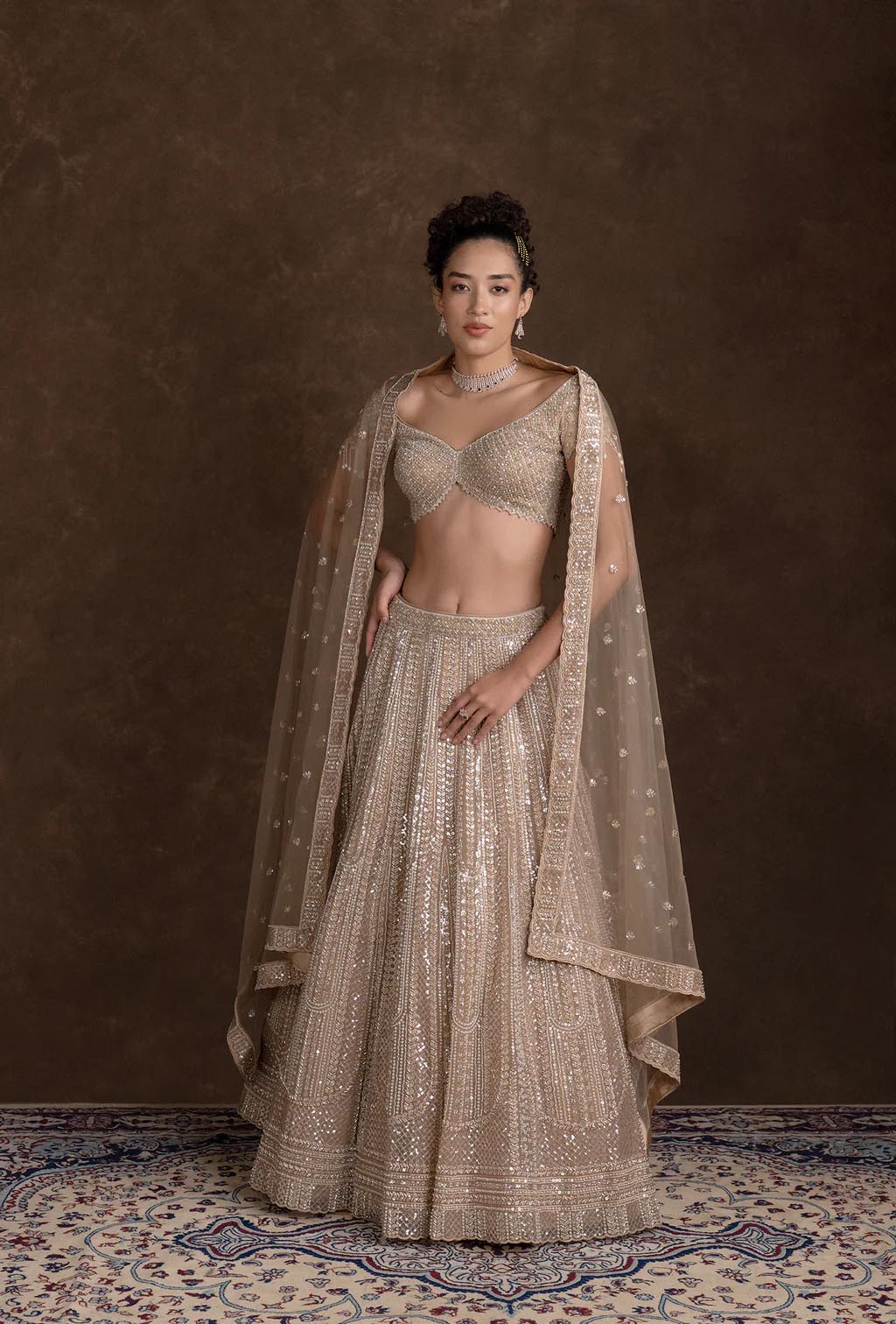 Ada Golden Hand Embroidered Bridal Lehenga Set