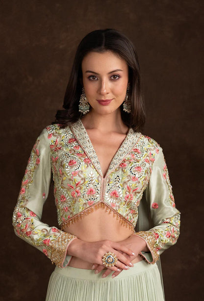 Elira Light Sea Green Jacket Lehenga Set