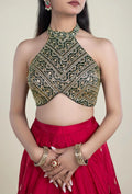 Gold Sequence And Zari  Hand Embroidery Work Blouse