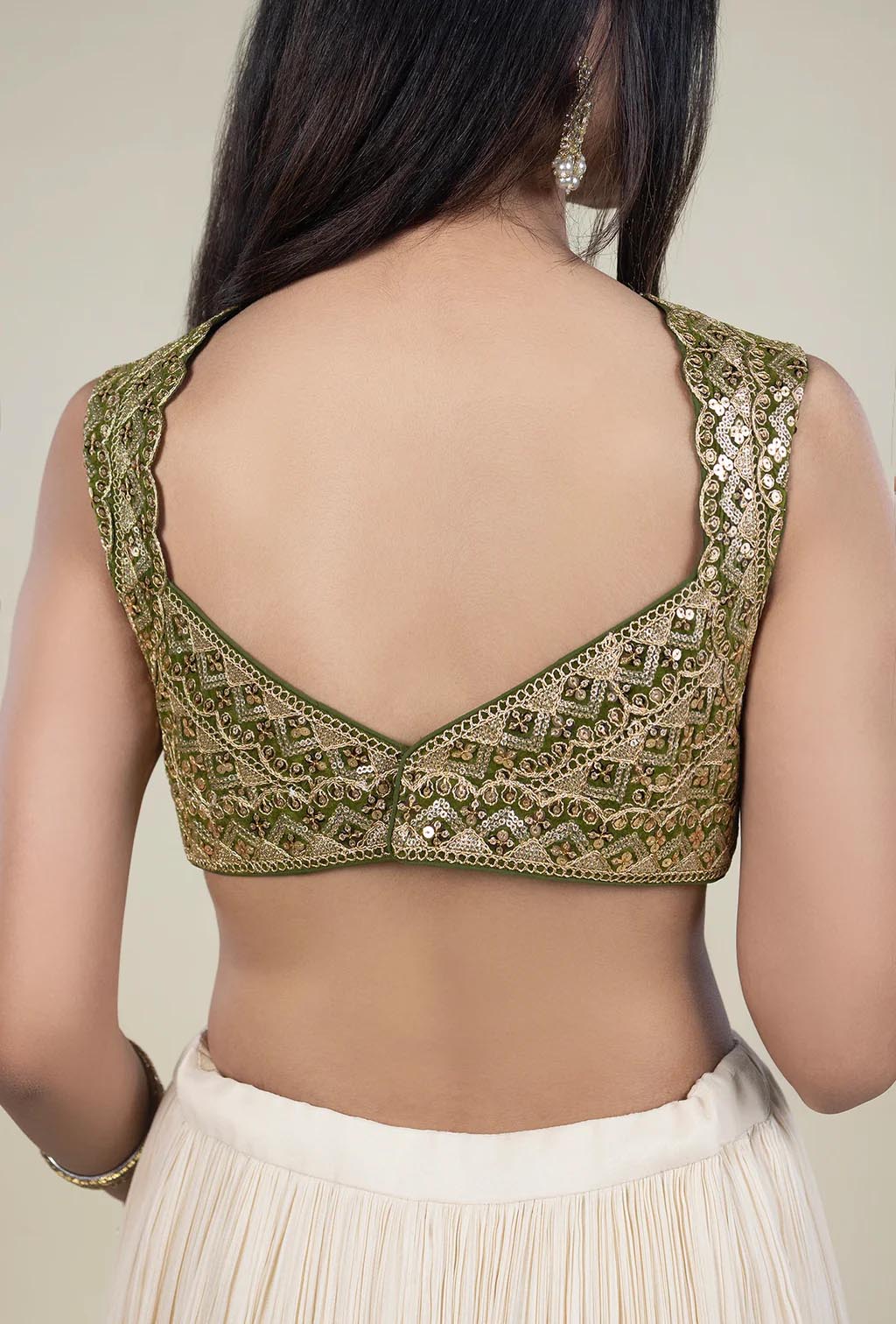 Gold Sequence Embroidery Work Blouse