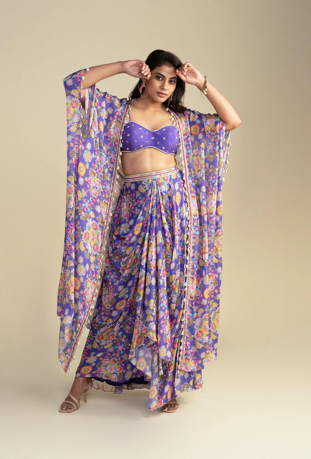 Purple Cocktail Cape Co-ord Set