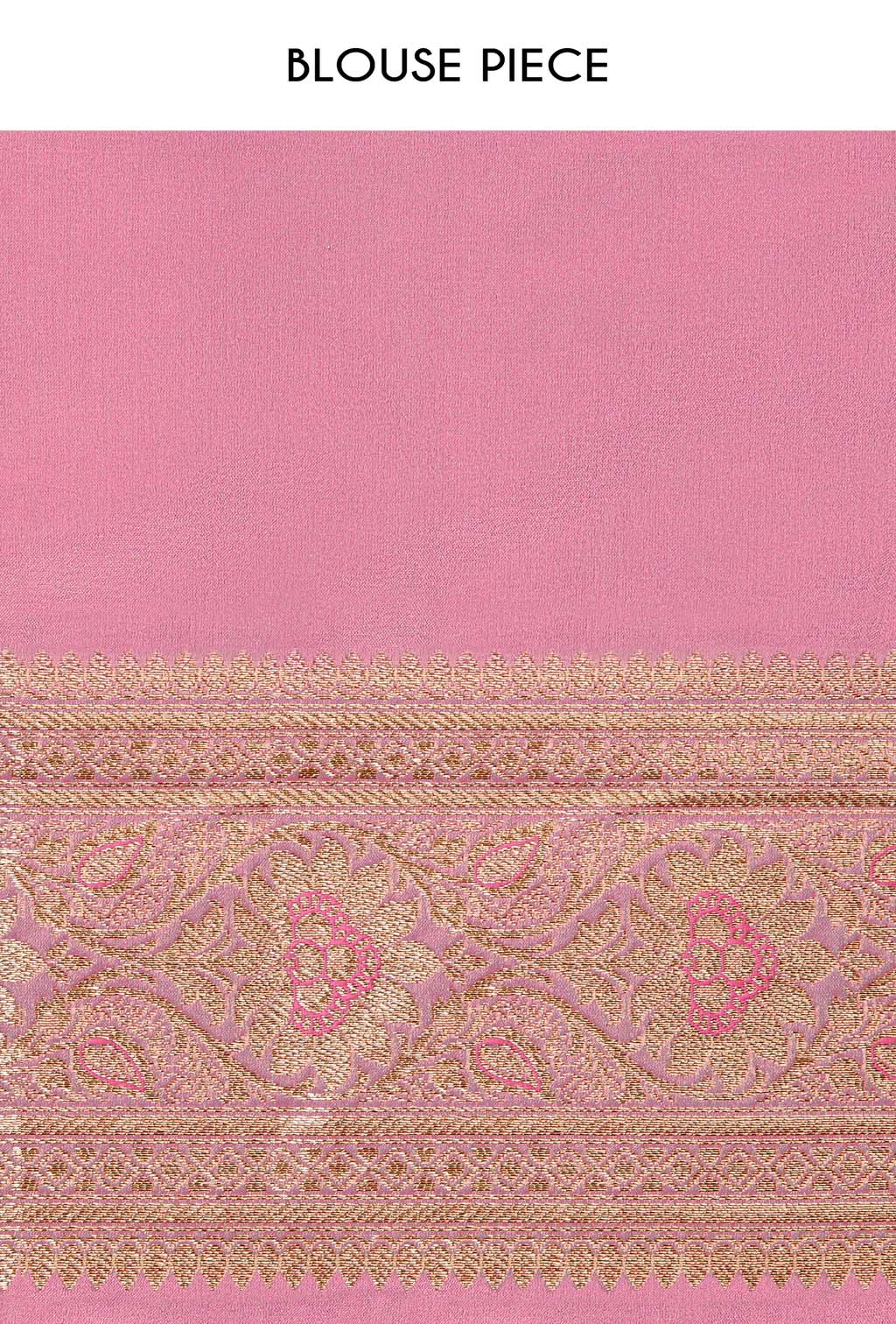 Mashru Silk Saree In Lavender Pink With Zari Buttiwork