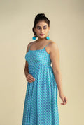 Spaghetti Sleeves Geometric Print Maxi Dress