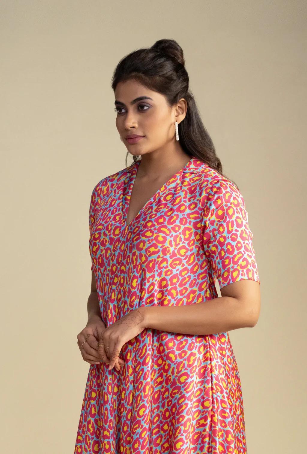 Rani Pink Modal Satin A-line Dress