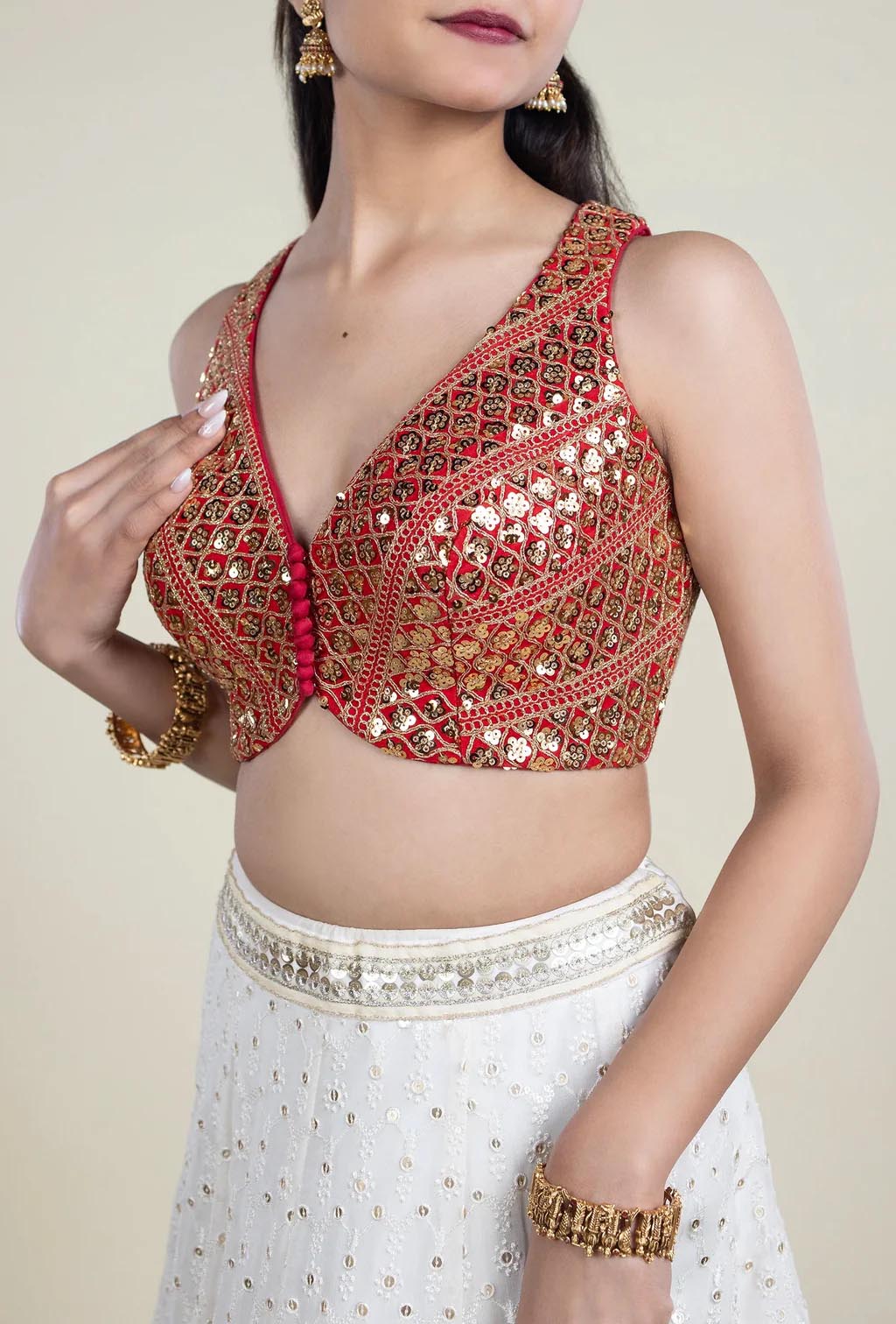 Refined Red Velvet Blouse