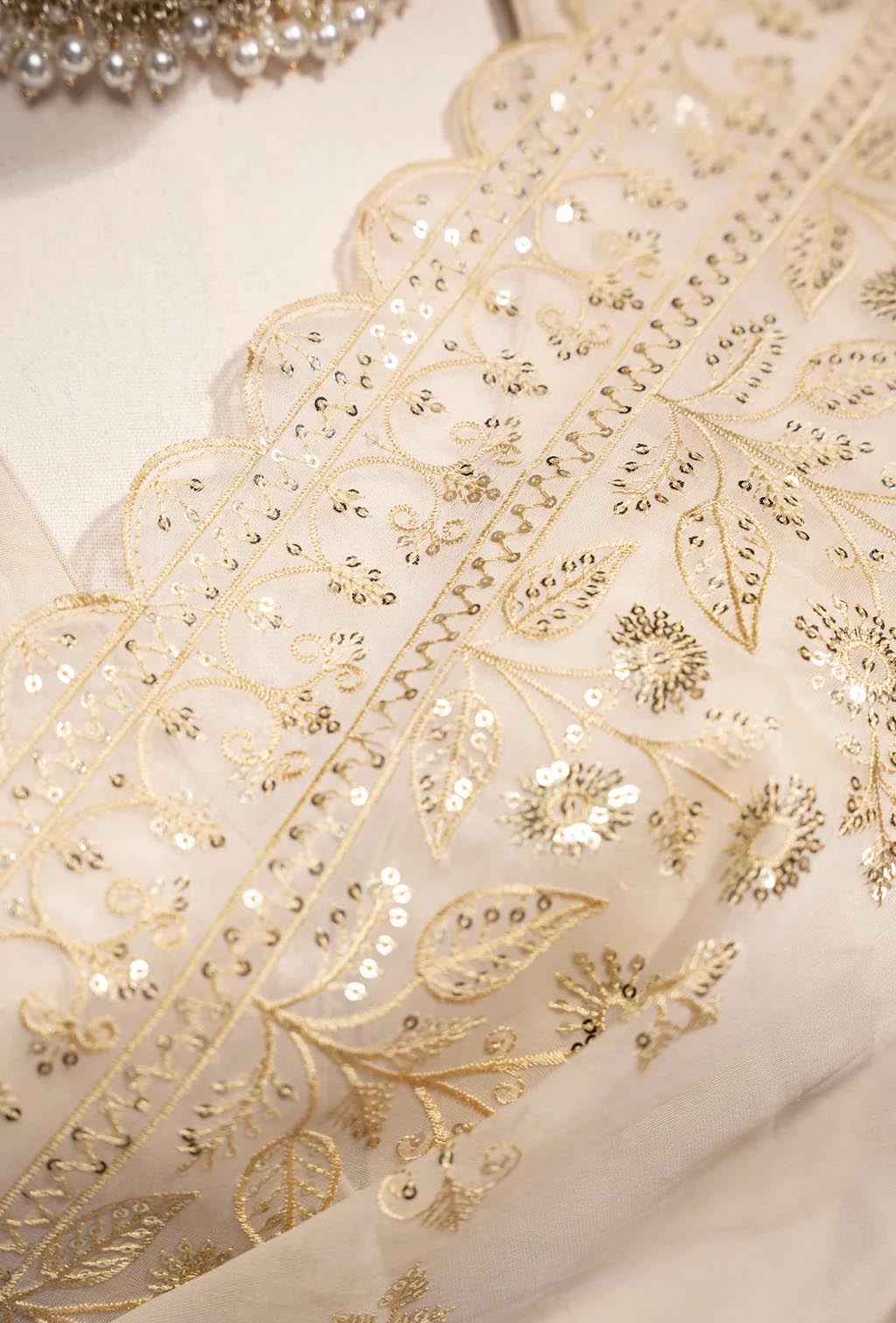 Khadi Organza Saree In Ivory With Delicate Sequins