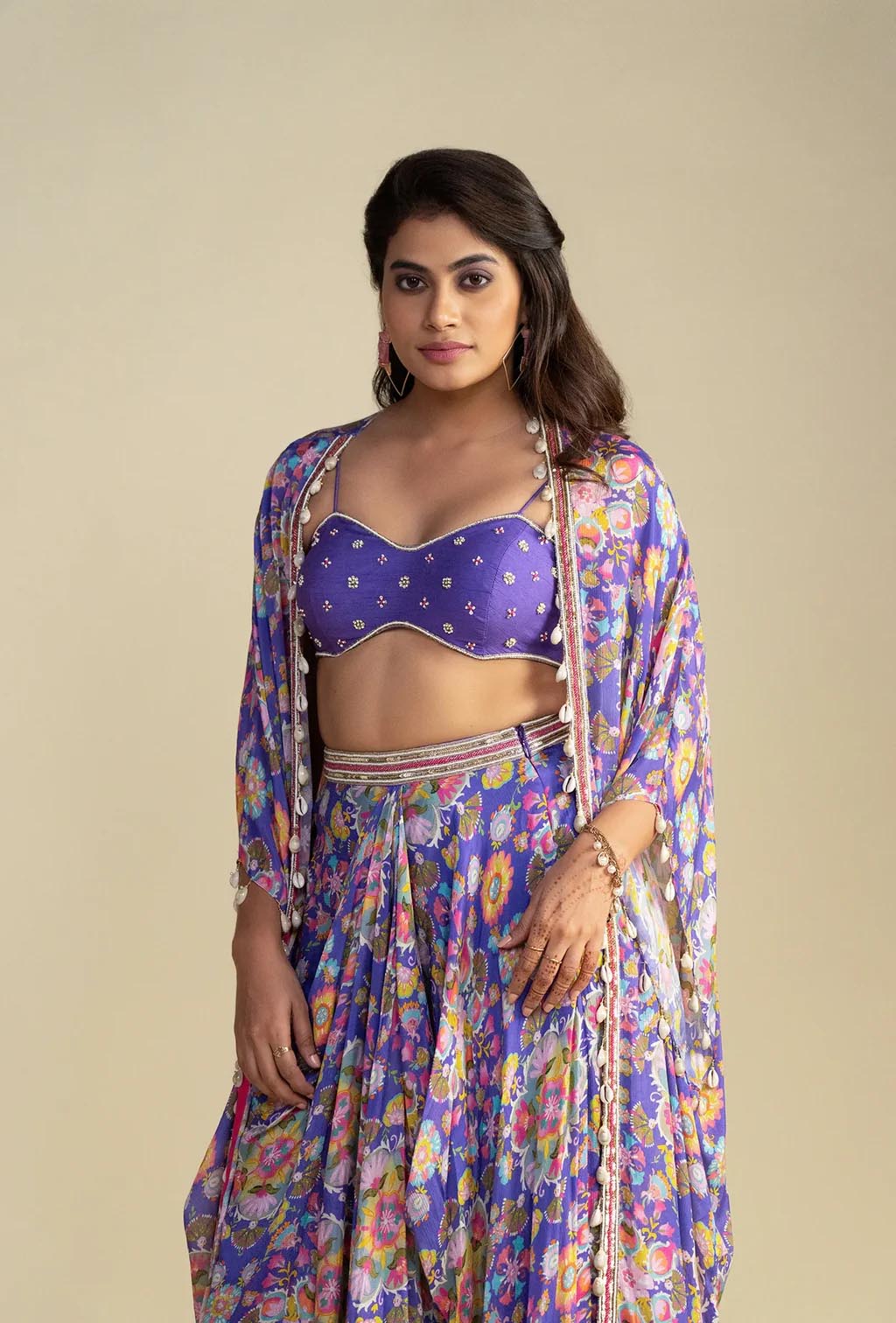 Purple Cocktail Cape Co-ord Set