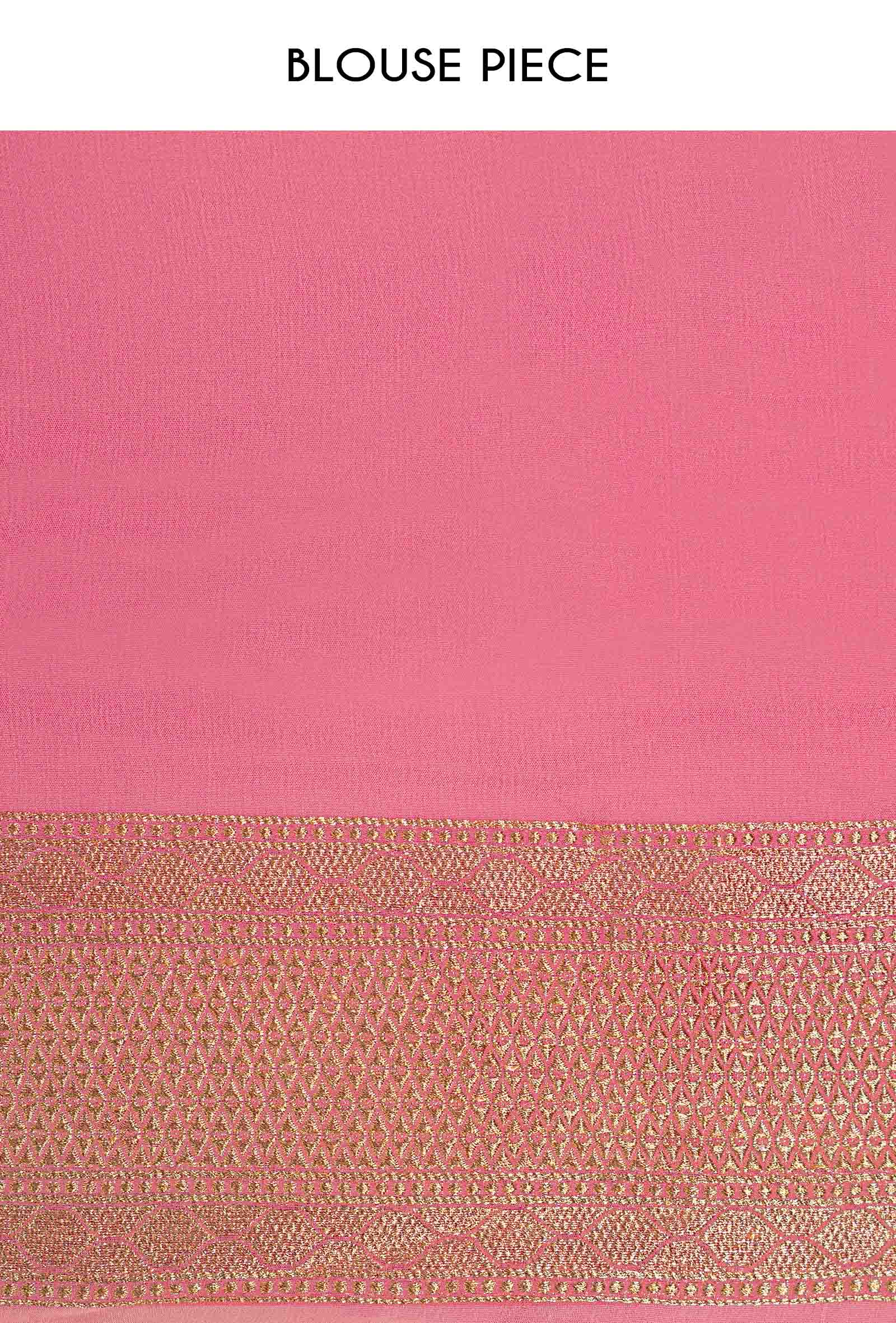 Lehriya Saree In Khadi Chiffon In Light Pink With Pastel Stripes