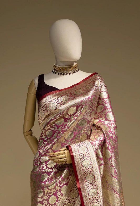 Banarasi Brocade Silk Saree In Rich Purple