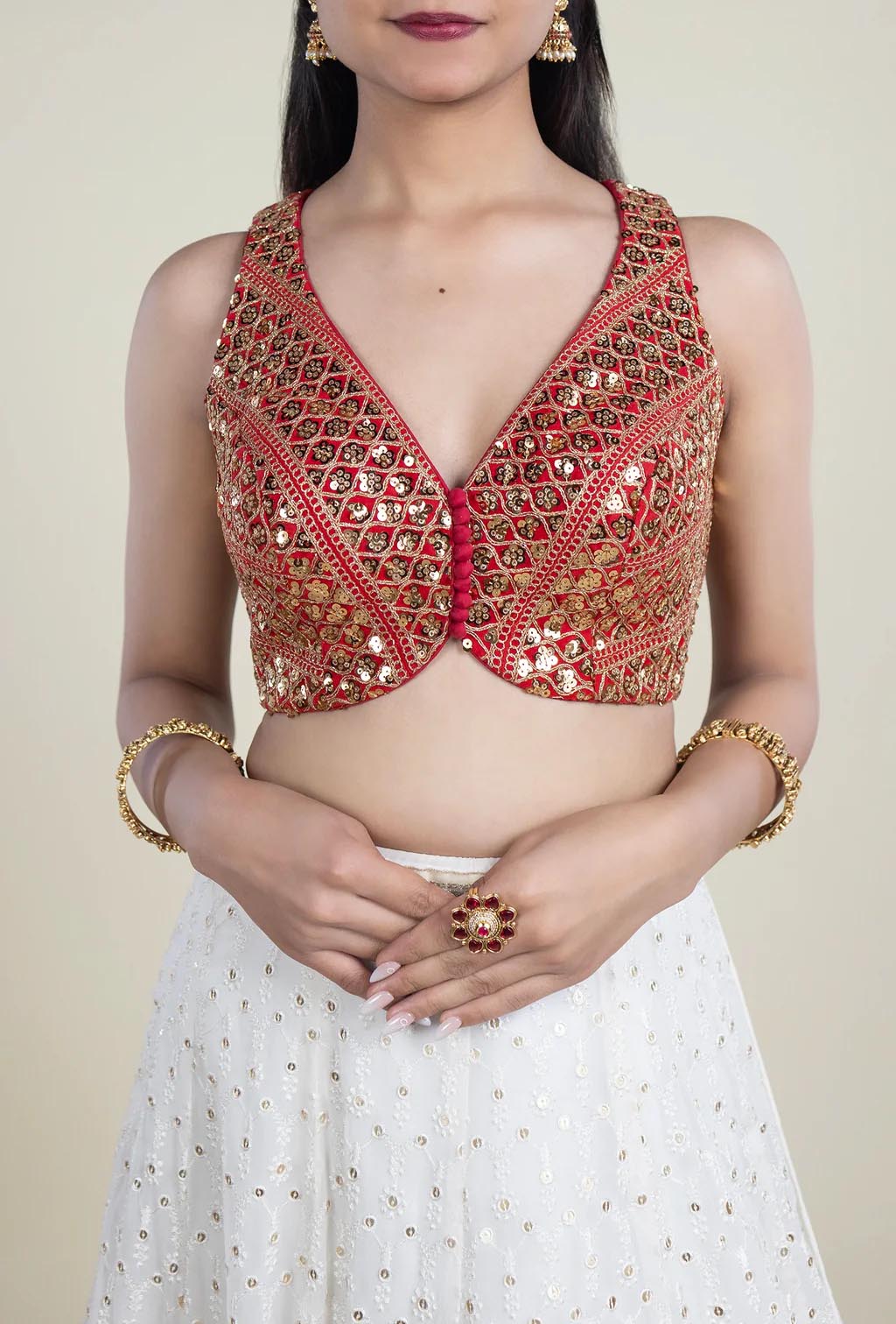 Refined Red Velvet Blouse