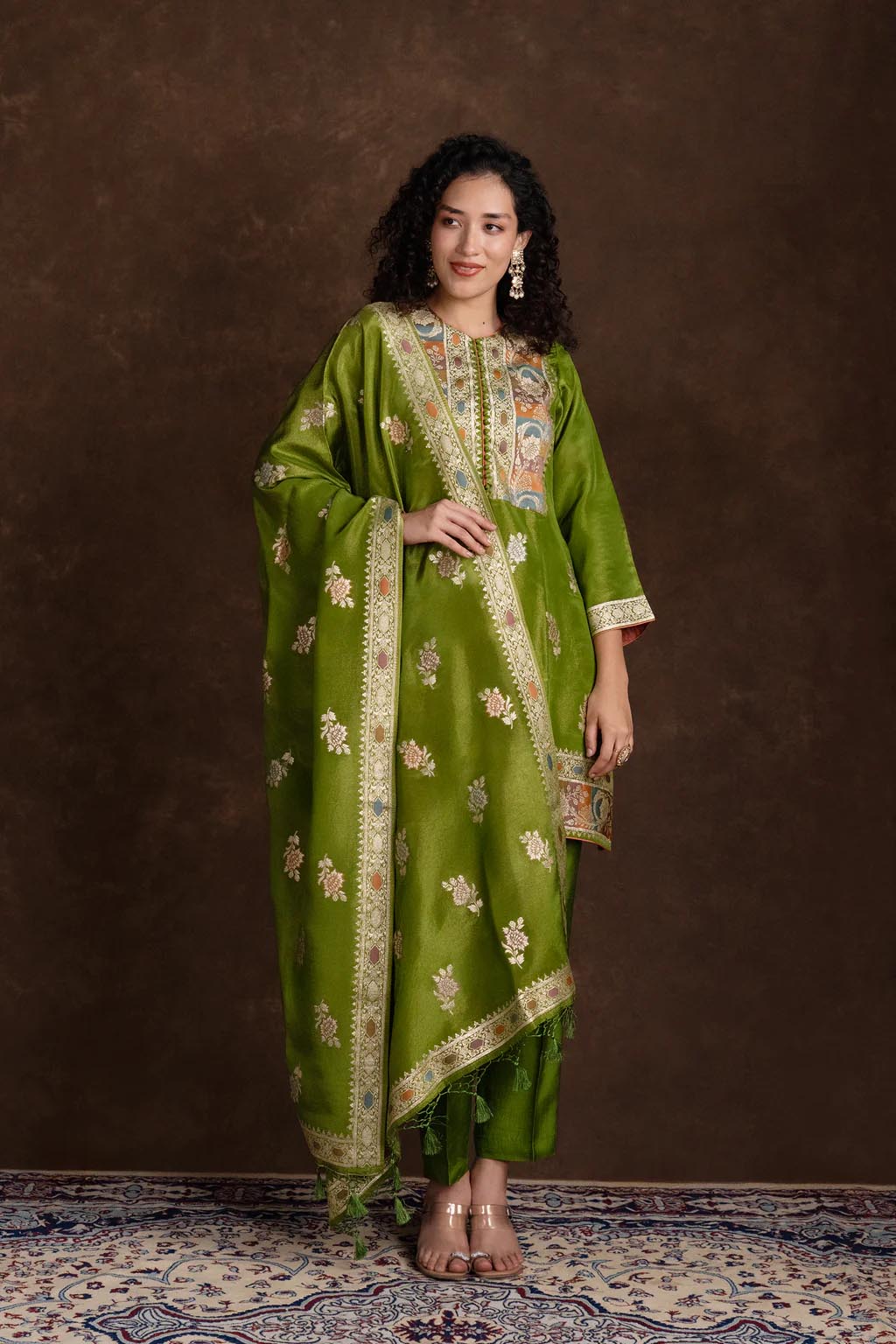 Embroidered Kurta Set with Artisanal Yoke