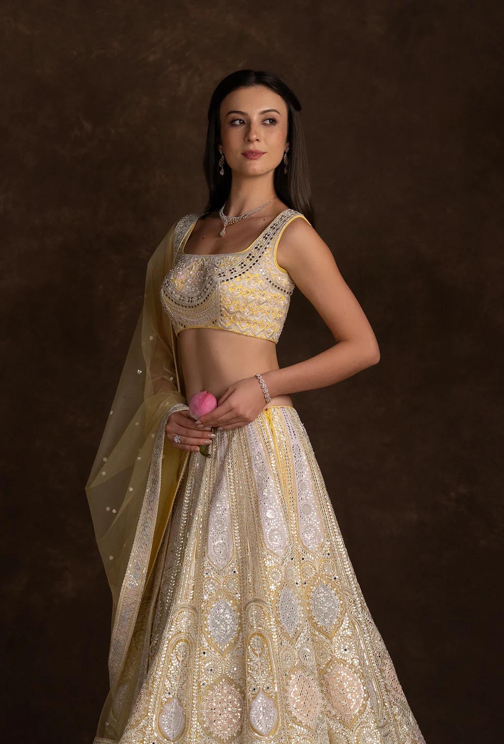 Asmira Bright Yellow Sequins and Stonework Lehenga Set
