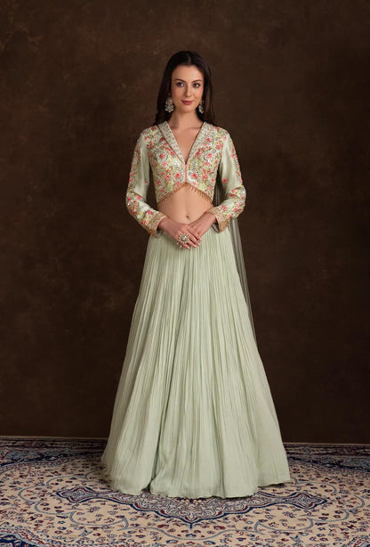 Elira Light Sea Green Jacket Lehenga Set