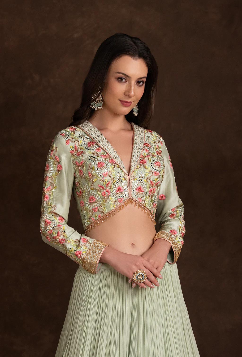 Elira Light Sea Green Jacket Lehenga Set