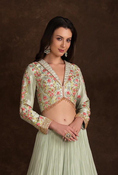 Elira Light Sea Green Jacket Lehenga Set
