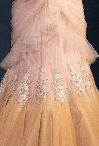 Oasis Dual Color Mermaid Ruffle Lehenga Set with Attached Dupatta