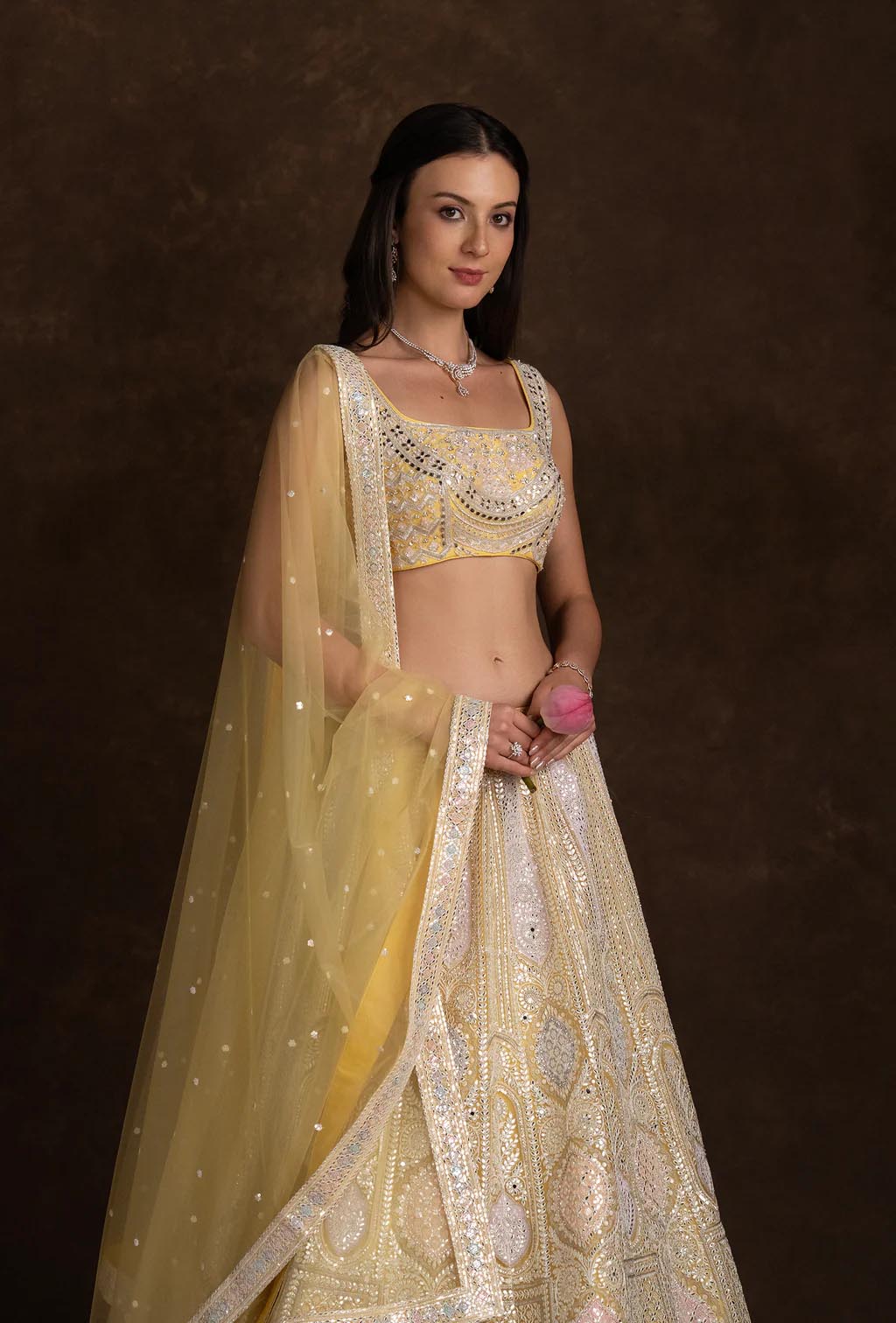 Asmira Bright Yellow Sequins and Stonework Lehenga Set
