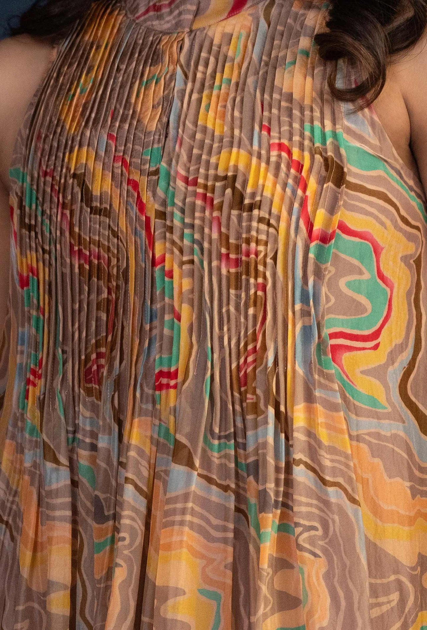 Multicolor A-Line Geometric Print Dress