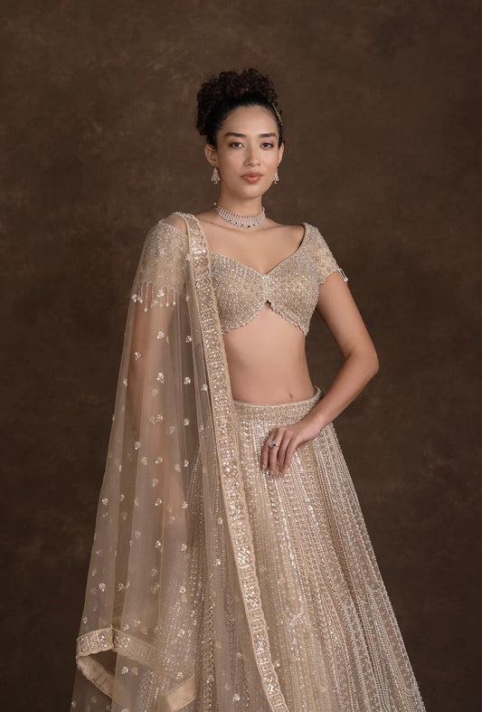 Ada Golden Hand Embroidered Bridal Lehenga Set