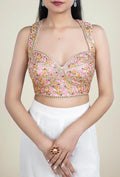 Pink Gold Sequence Embroidery Blouse