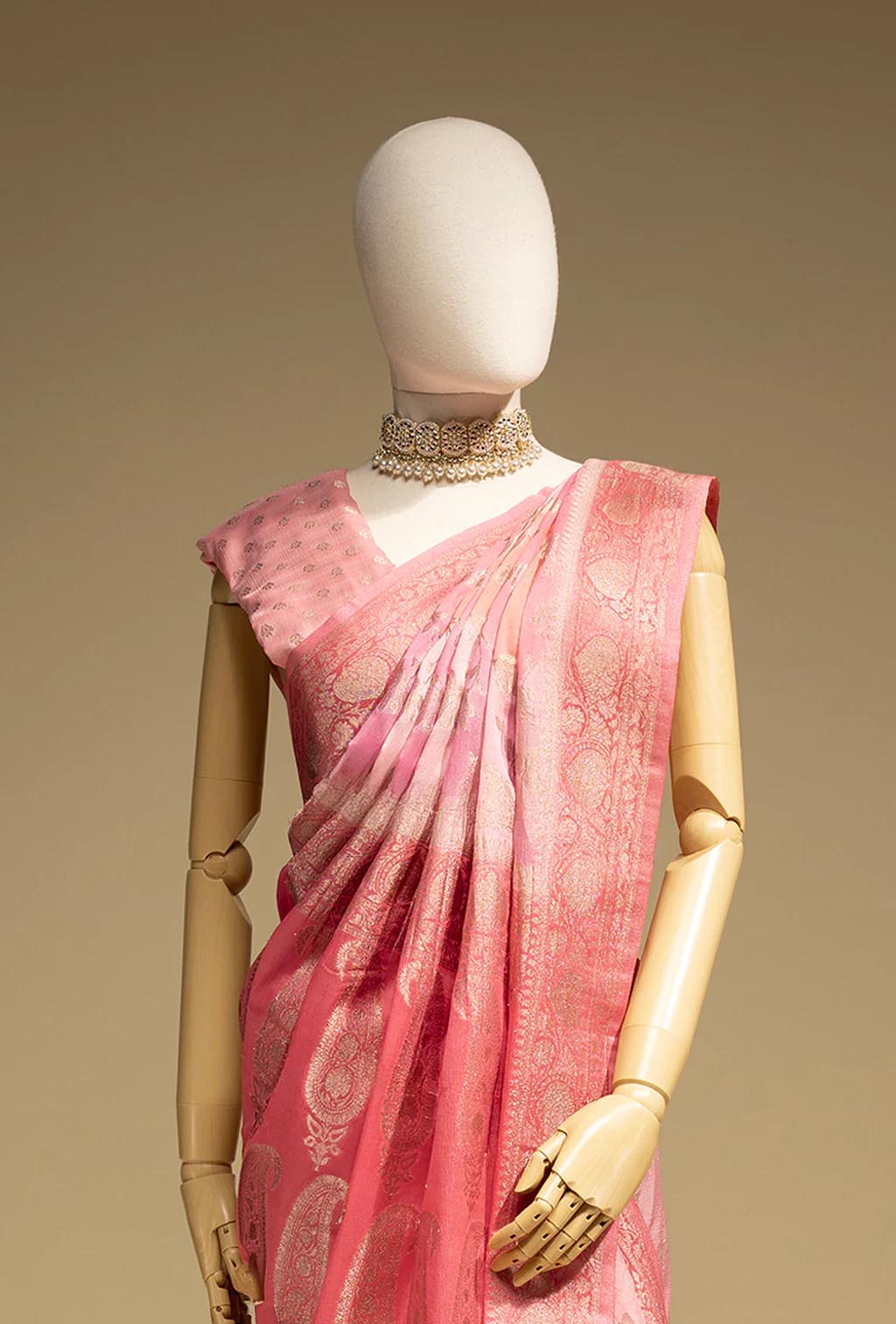 Fuchsia Pink Tilfi Khadi Georgette Saree
