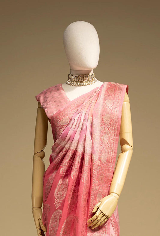 Fuchsia Pink Tilfi Khadi Georgette Saree