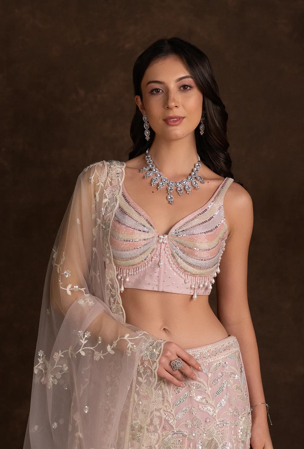 Elara Lavender Embroidered Lehenga Set with Pearl Tassels