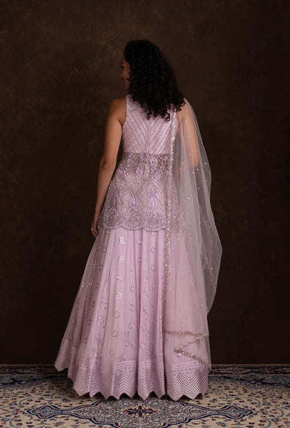 Aspen Lavender Jacket Blouse Mirror and Cut Dana Lehenga Set