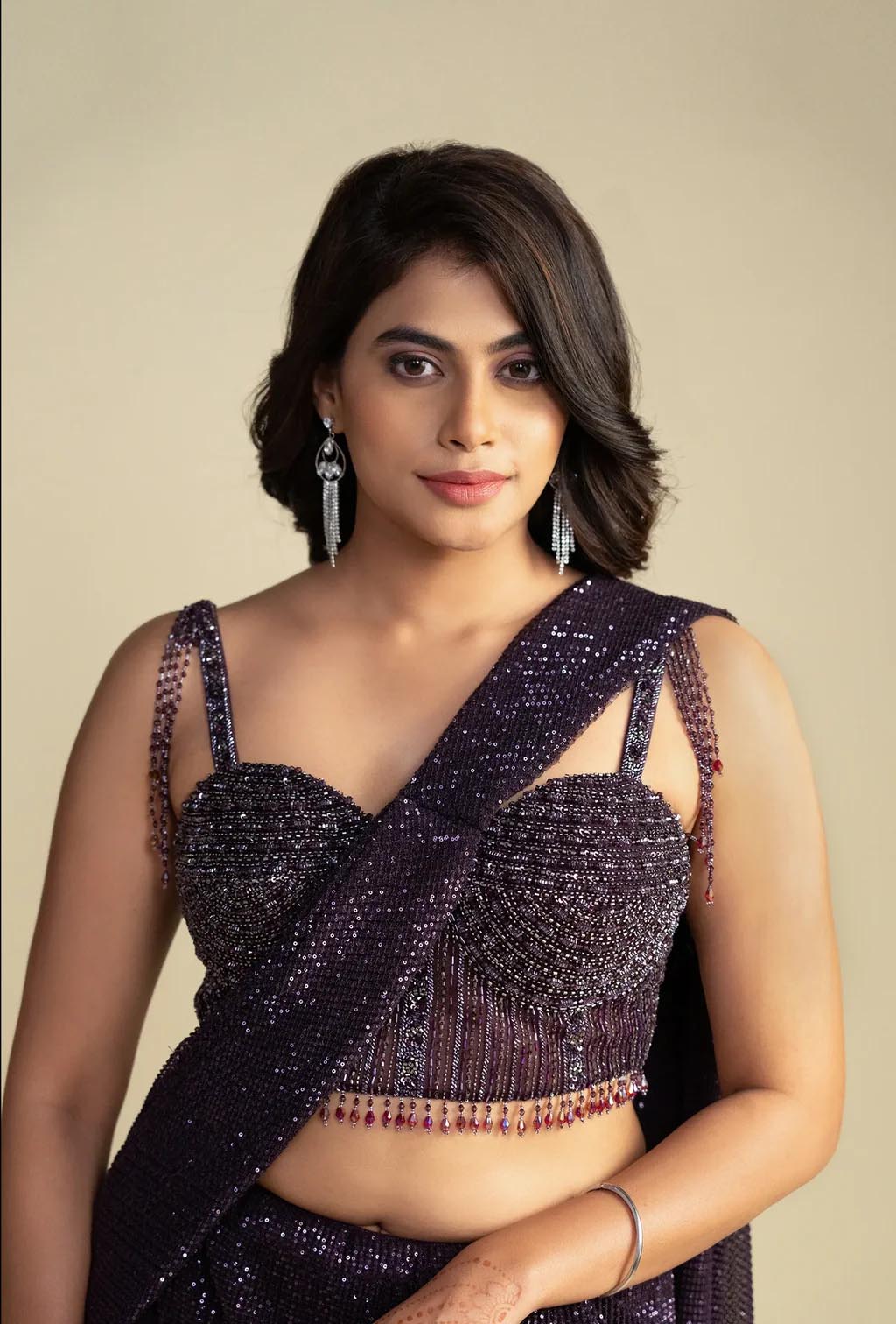 Rooh Dark Wine Pre Draped Mermaid Lehenga Saree