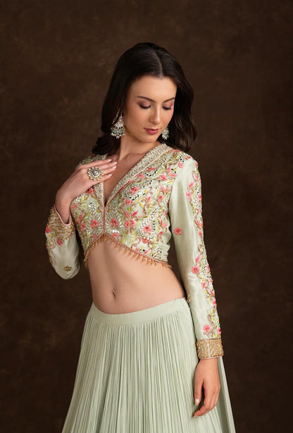 Elira Light Sea Green Jacket Lehenga Set