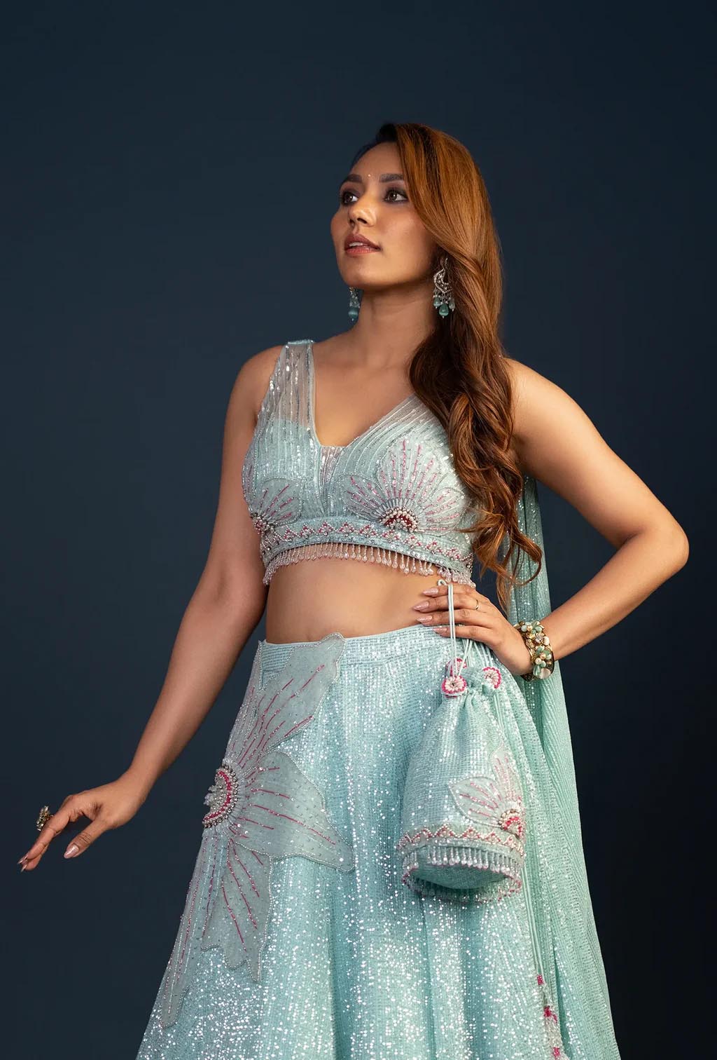 Sienna Sky Blue Applique work Lehenga Set