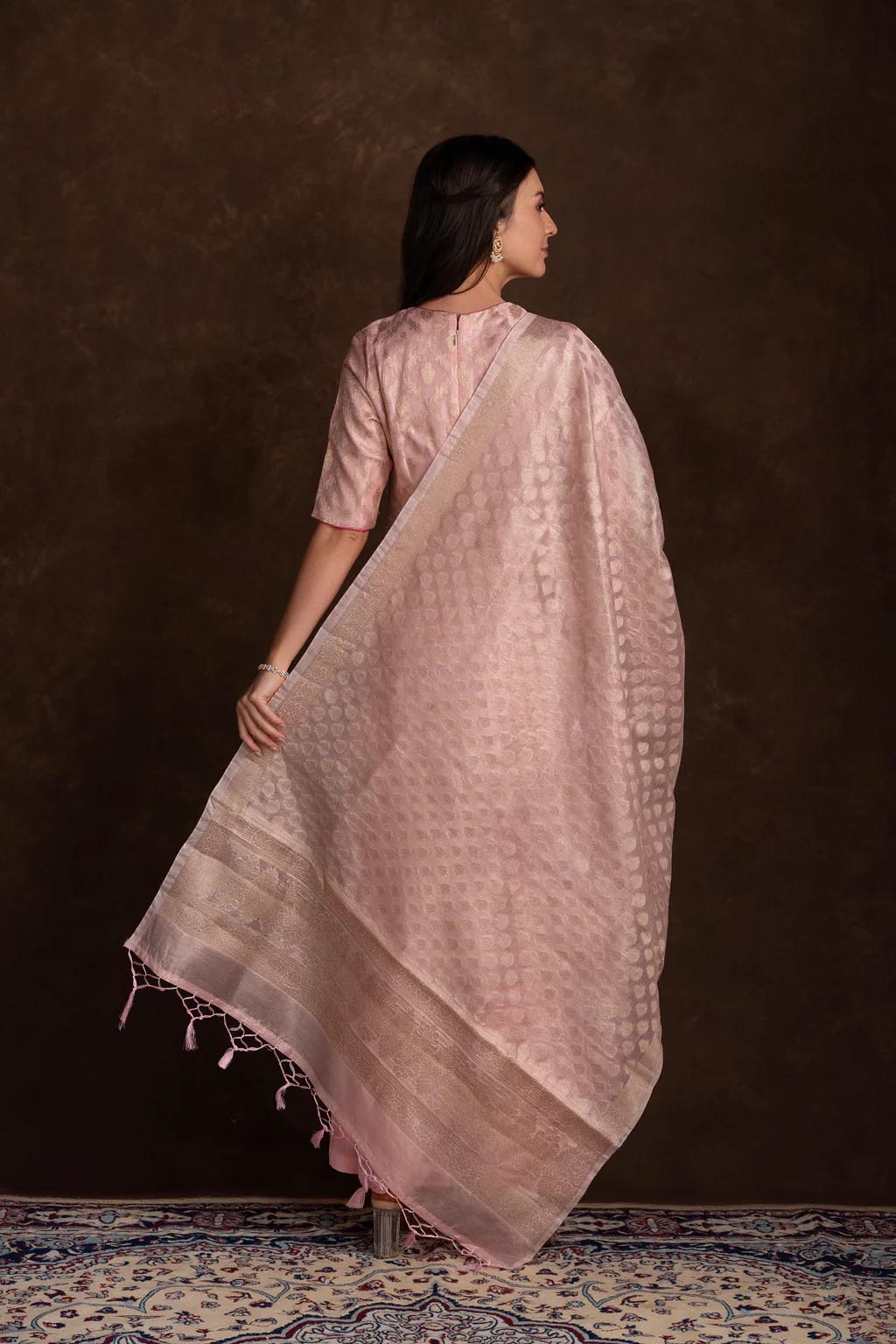 Blush Pink Zari Motif Kurta Set