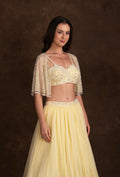 Estelle Yellow Lehenga with Sequined Blouse & Net Cape