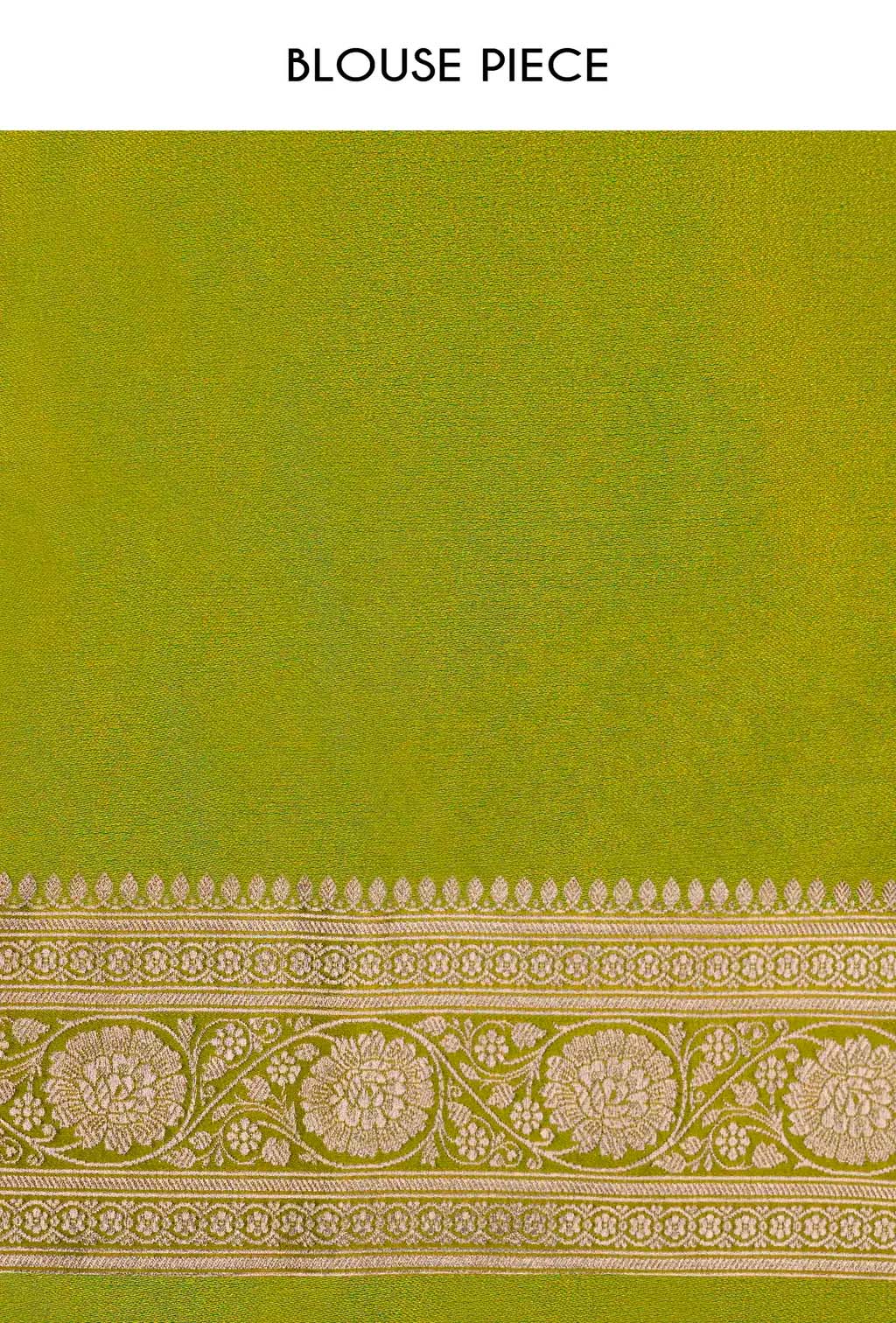 Parrot Green Mashru Silk Saree with Jaalwork in Zari