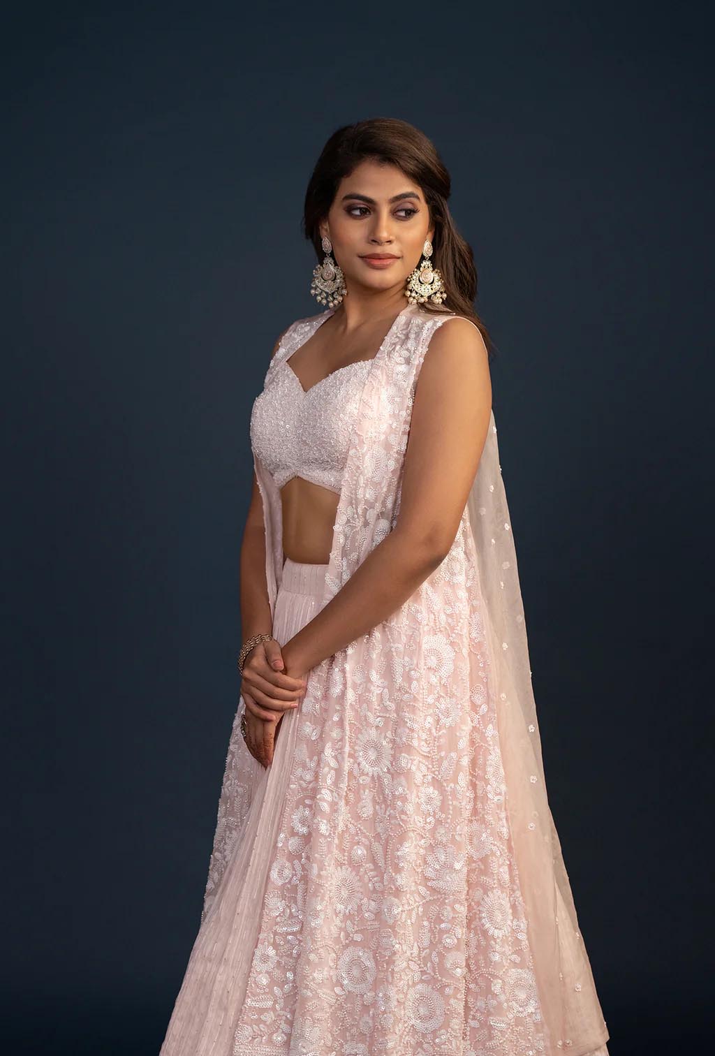 Glacier Peach Three piece Embroidered Lehenga Set