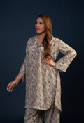 Grey Shirt Collar Short Kurta Set