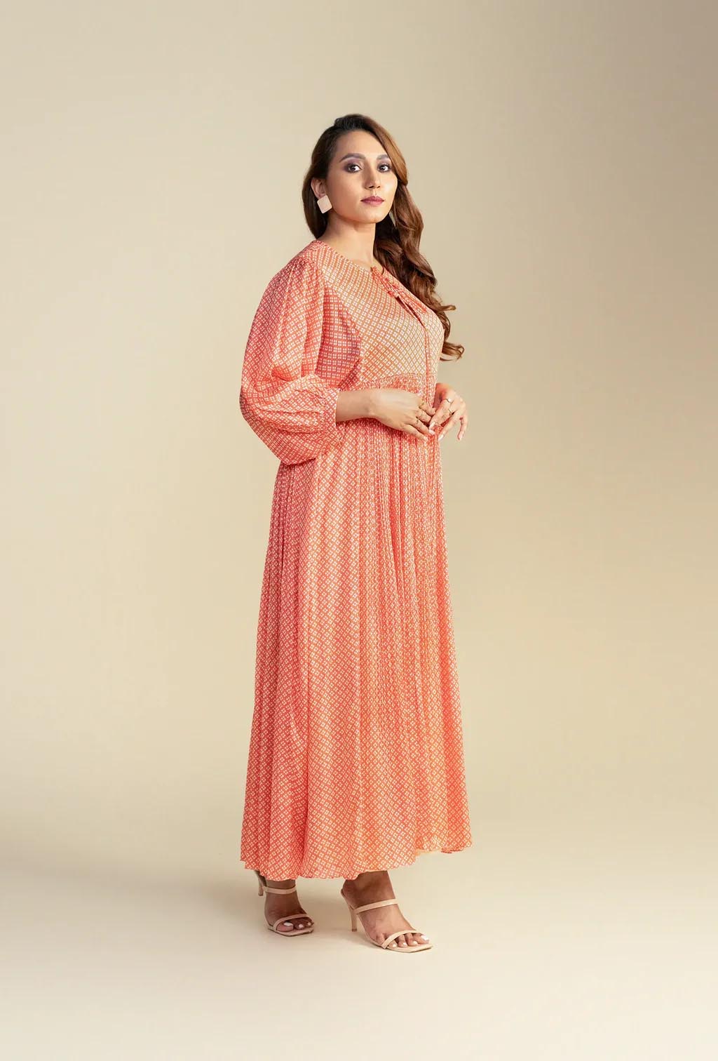 Coral Draw String Maxi Dress