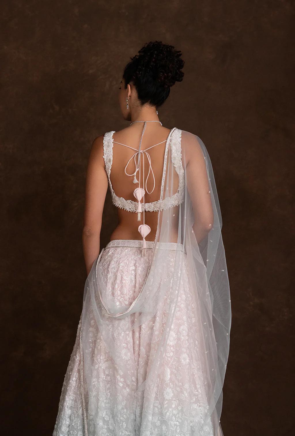 Amara Ombre Pink and Blue Crystal Embellished Lehenga Set