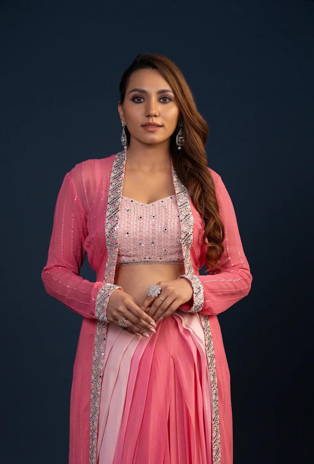 Pink Jacket & Skirt Co-ord Set