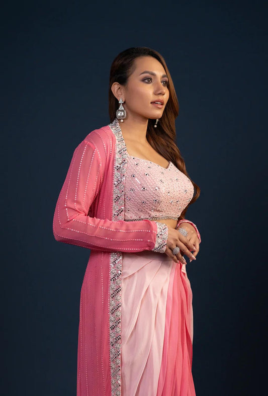 Pink Jacket & Skirt Co-ord Set