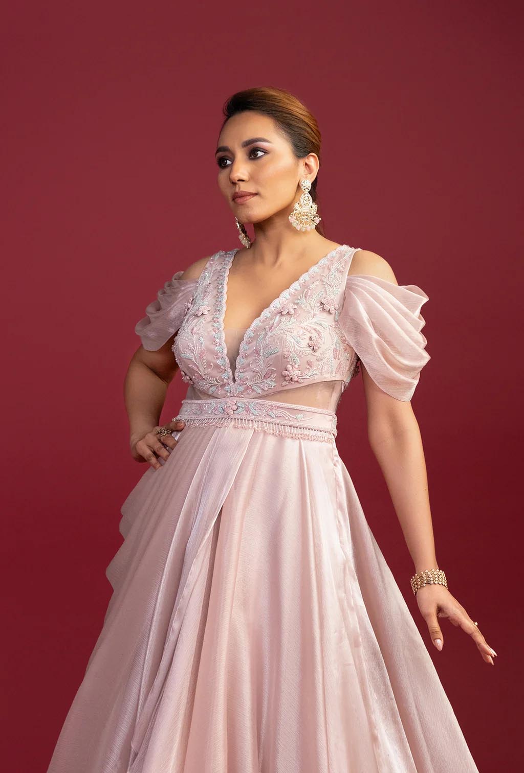 Fern Rosewater Pink Waist Cut Ball Gown